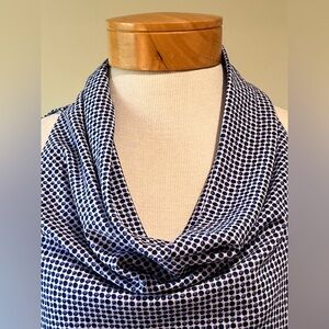 Sioni Blue White Polka Dot Cowl Neck Sleeveless Top Size Small